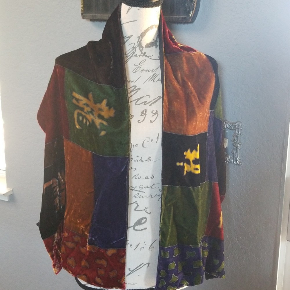 Beautiful Oriental Silk & Velvet Scarf